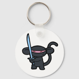 Black Ninja with Sword- No Words Key Ring