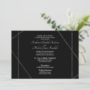 Black No Parents B/W Photo Wedding  Invitation