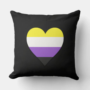 Black non-binary pride heart design cushion