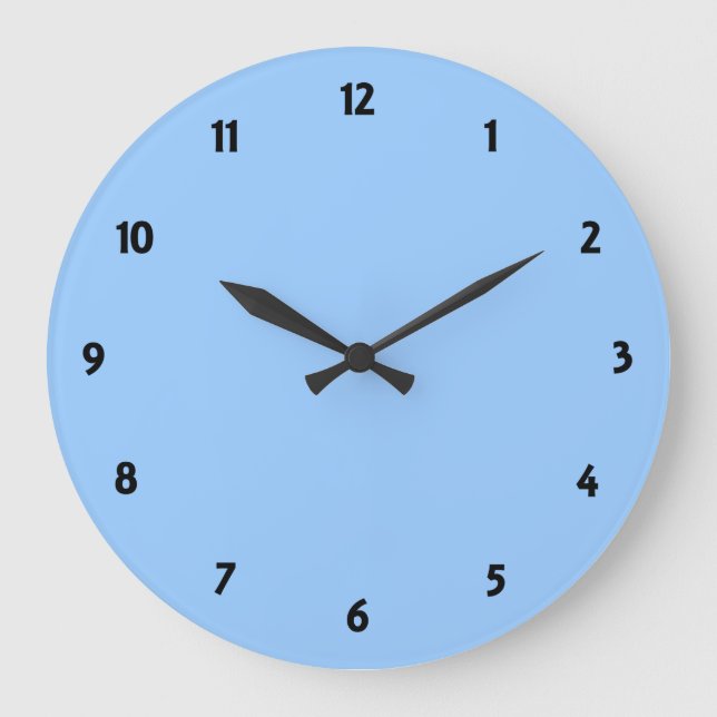 Black Number Clock Face Blue Colour Round Clock (Front)