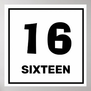 Black number sixteen Poster