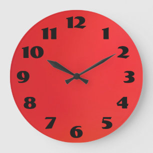 Black Numbers Red Background Large Clock