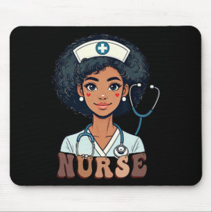 Black Nurse Afro Melanin Black History Month Nursi Mouse Pad