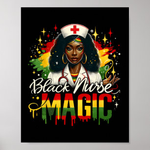 Black Nurse Afro Queen Black History Month Black W Poster