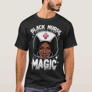 Black Nurse Black History Month Afro Queen Black W T-Shirt