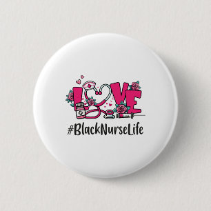 Black Nurse Love Valentine Day Cute Women Heart Ap 6 Cm Round Badge