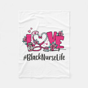 Black Nurse Love Valentine Day Cute Women Heart Ap Fleece Blanket