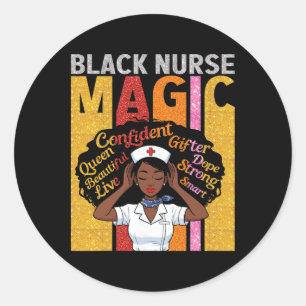 Black Nurse Magic Confident Beautiful Queen Melani Classic Round Sticker
