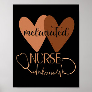 Black Nurse Melanated Woman Black History Month Nu Poster