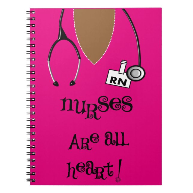 Black Nurse Scrub Top and Stethoscope Notebook (Front)