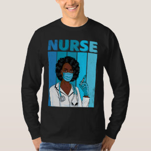 Black Nurse Uniform Face Mask Afro African Black H T-Shirt