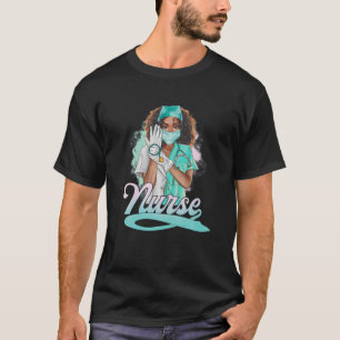 Black Nurse Uniform Face Mask Afro African Quarant T-Shirt