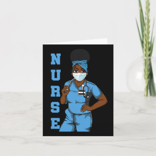 Black Nurse Uniform Face Mask Afro African Women F Card