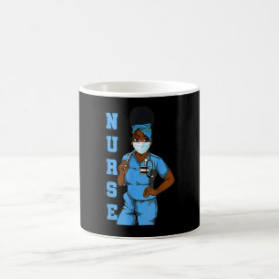 Black Nurse Uniform Face Mask Afro African Women F Coffee Mug