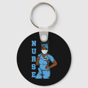 Black Nurse Uniform Face Mask Afro African Women F Key Ring