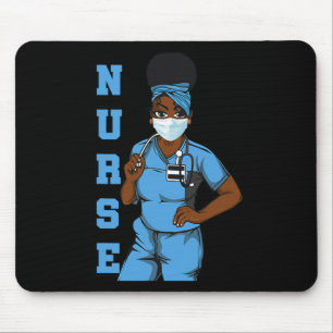 Black Nurse Uniform Face Mask Afro African Women F Mouse Pad