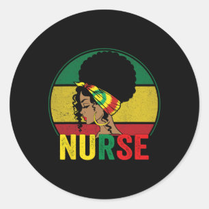 Black Nurse Woman Afro Melanin Vintage Black Histo Classic Round Sticker