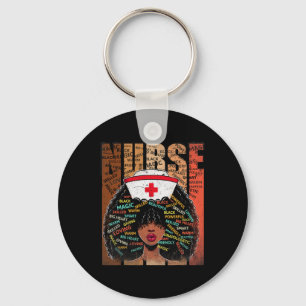 Black Nurse Woman Afro Melanin Vintage Black Histo Key Ring