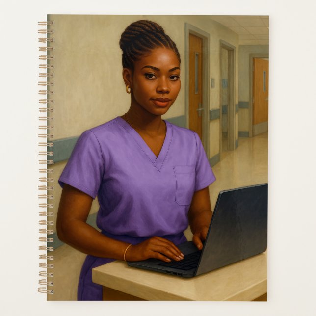 Black Nurse Yearly Planner | Nurse Planner  (Front)