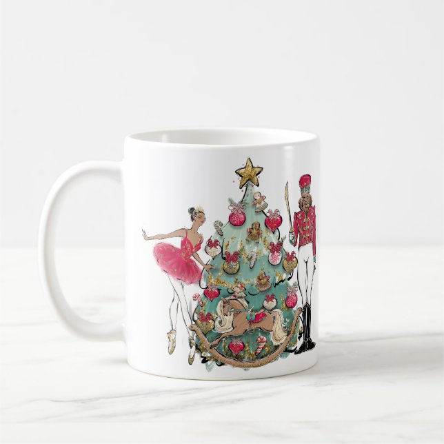 Black Nutcracker Ballet Christmas Mug (Left)