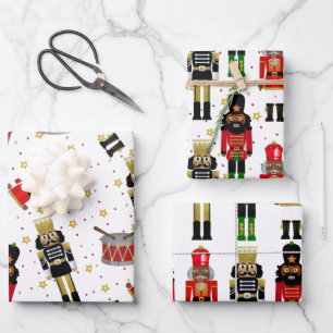 Black Nutcracker Christmas Wrapping Paper Sheets