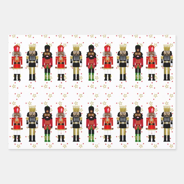 Black Nutcracker Christmas Wrapping Sheets (Front)