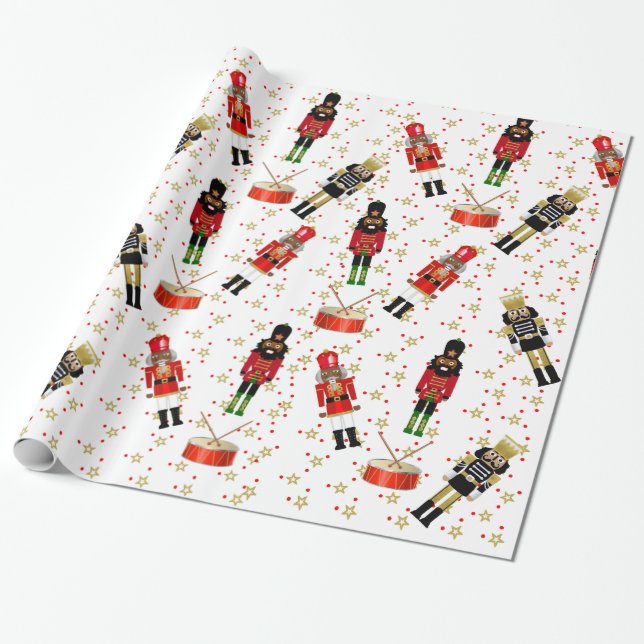 Black Nutcracker Holiday Gift Wrap (Unrolled)