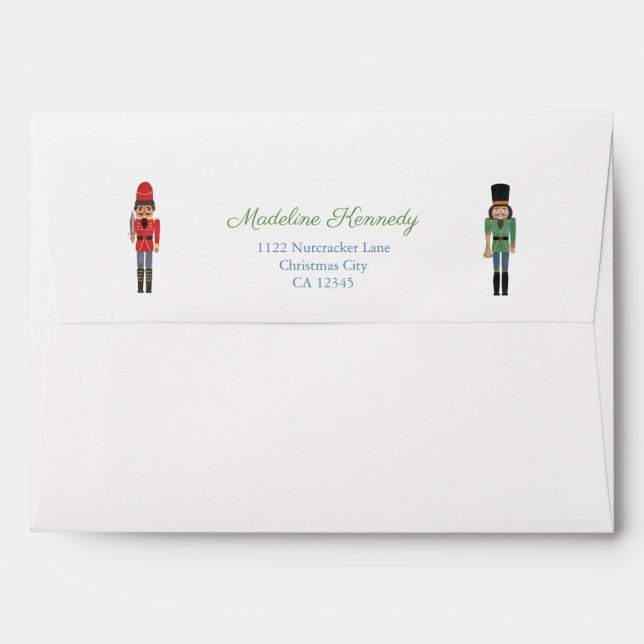 Black Nutcracker Nostalgic Holidays Return Address Envelope (Back (Top Flap))