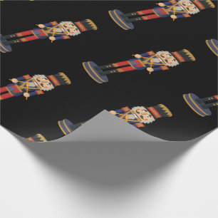 Black Nutcracker Red Soldier Christmas  Wrapping Paper