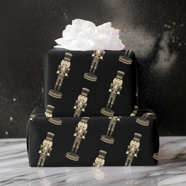 Black Nutcracker Soldier Christmas Wrapping Paper (Creator Uploaded)