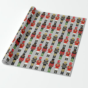 Black Nutcracker Soldier Stance Wrapping Paper