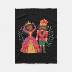 Black Nutcracker Sugar Plum Fairy Kwanzaa African  Fleece Blanket