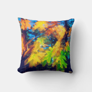 Black Oak Leaves blowing in the Wind Cushion