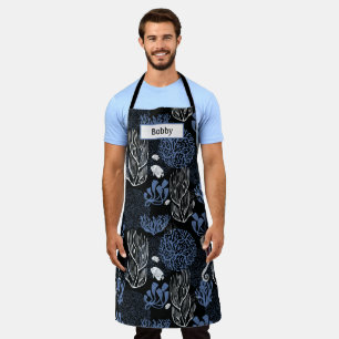 Black Ocean Seahorse All-Over Print Apron