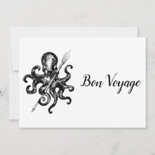 Black Octopus Bon Voyage Thank You Card