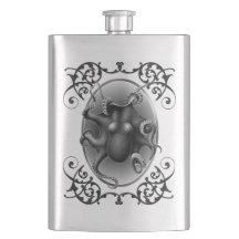 Black Octopus Drinkware Set Steel Flask