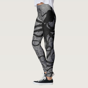 Black Octopus on Grey - Leggings