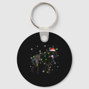 Black Odle Dog Christmas Lights Funny Santa Hat Do Key Ring