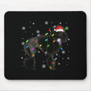 Black Odle Dog Christmas Lights Funny Santa Hat Do Mouse Pad