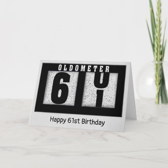 Black Odometer for 61st Birthday   Card (Front)