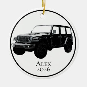 Black Off-Road Utility Vehicle 7 slot grille Ceramic Ornament