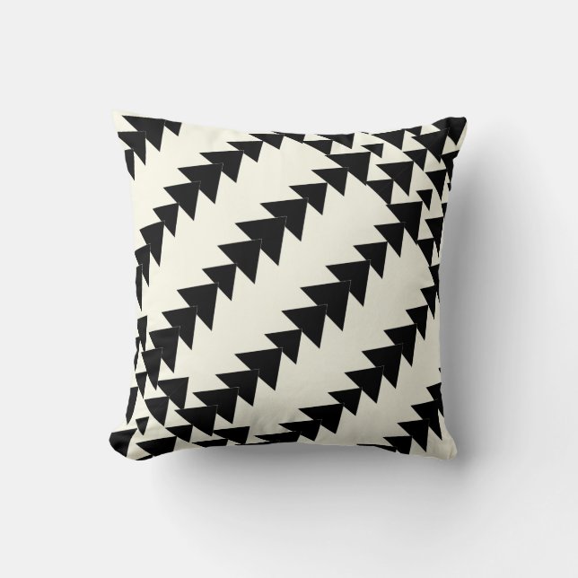 Black & Off White Arrow Diamond Geometric Pattern Cushion (Front)