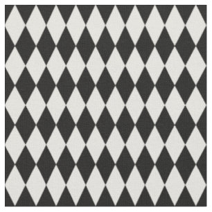 Black & Off-White Harlequin Diamonds Fabric