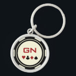 Black Off-White Red Poker Chip Casino Key Ring<br><div class="desc">Hold onto your keys with style with this fun black and off-white poker chip keychain! Customize it with your initials. Makes a great gift for the poker player in your life as well.</div>