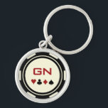 Black Off-White Red Poker Chip Casino Key Ring<br><div class="desc">Hold onto your keys with style with this fun black and off-white poker chip keychain! Customize it with your initials. Makes a great gift for the poker player in your life as well.</div>