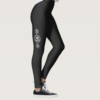 Black Ohm Symbol Yoga Workout Leggings
