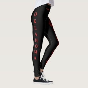 Black Oklahoma State Oklahoma Rose Flower Leggings
