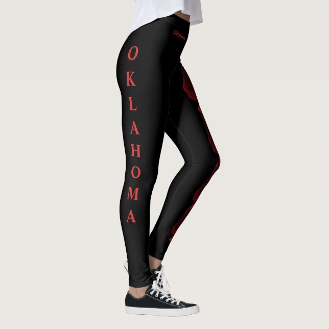 Black Oklahoma State Oklahoma Rose Flower Leggings (Right)