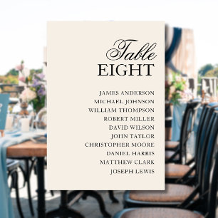 Black Old Money Elegant Wedding Seating Chart Table Number