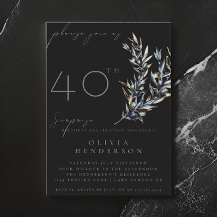 Black Olive Branch Surprise Birthday Invitation